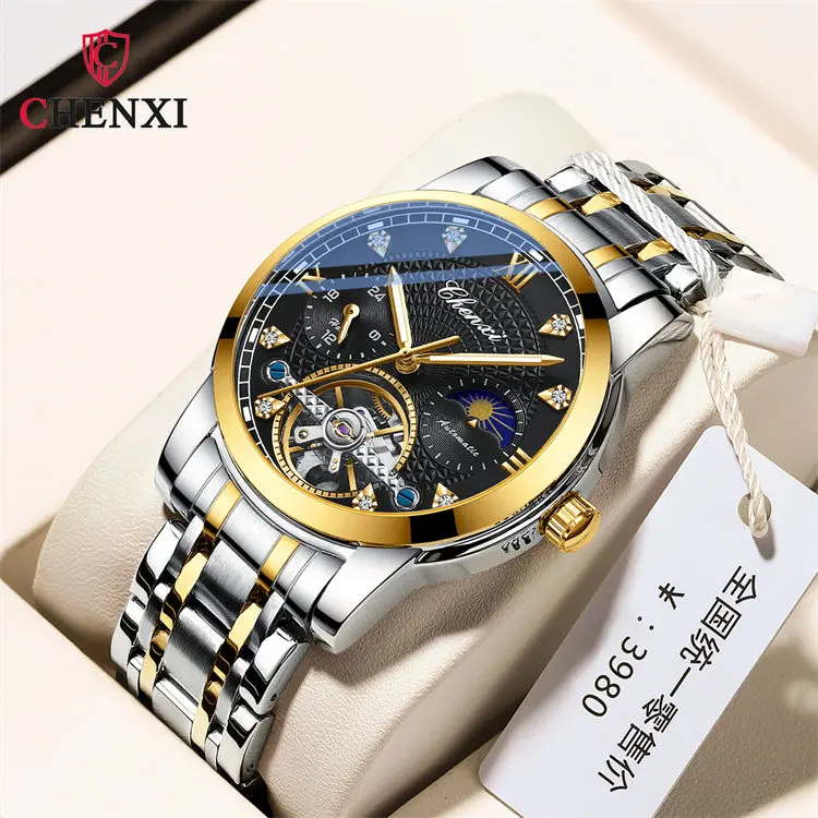 Custom Logo CHENXI CX-8870 Men's Mechanism Watch - Stainless Steel