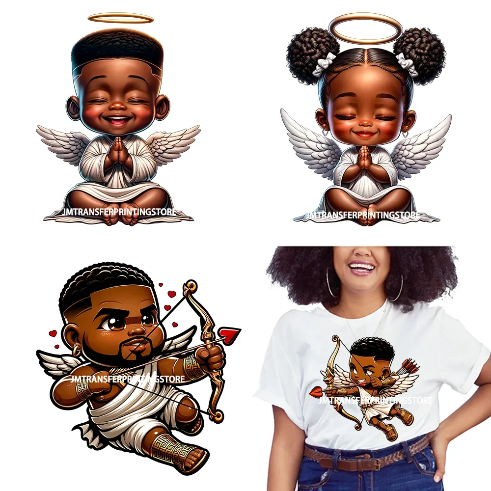 Lovely African American Black Cupids Valentine Praying Angels Boys ...