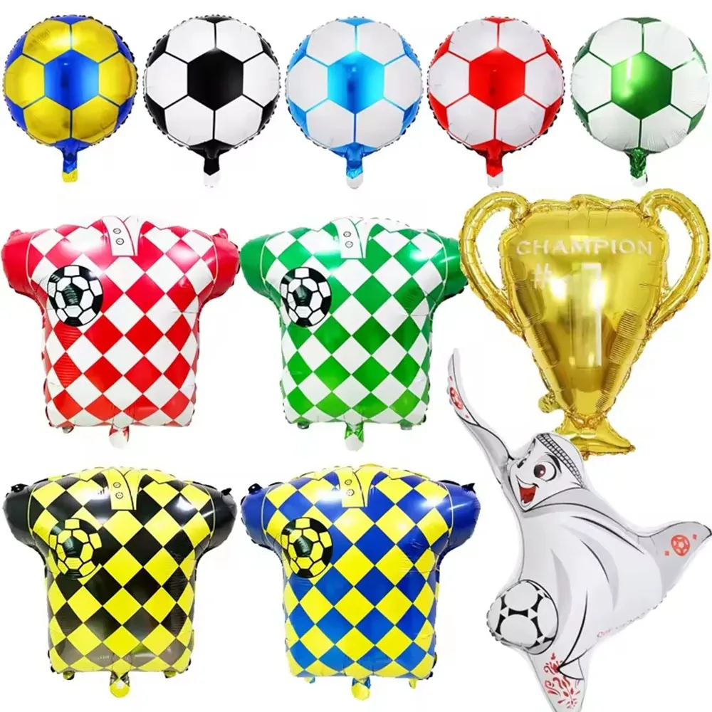 2026 FootballWorld Thick Durable Aluminum Foil Soccer Jersey Shape Balloon Bar Euro Cup Football Night Decor Setup