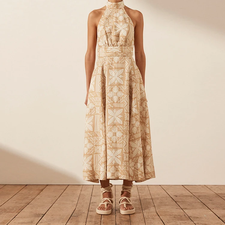 Casual Summer Maxi Dress for Women Low Back Linen Sexy Dress with Woven  Weave Eco-Friendly and Natural Waistline