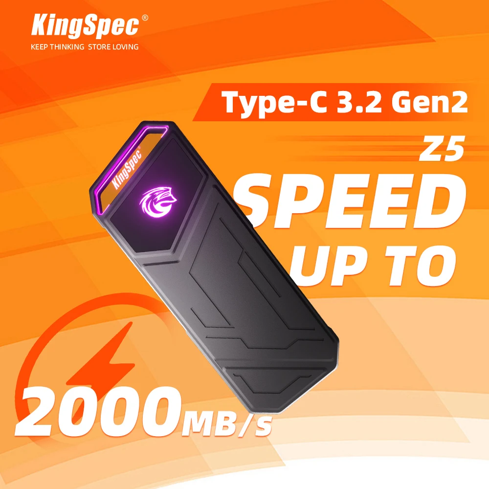 KingSpec Gaming SSD External Hard Drive 512GB-4TB, USB Type-C, RGB
