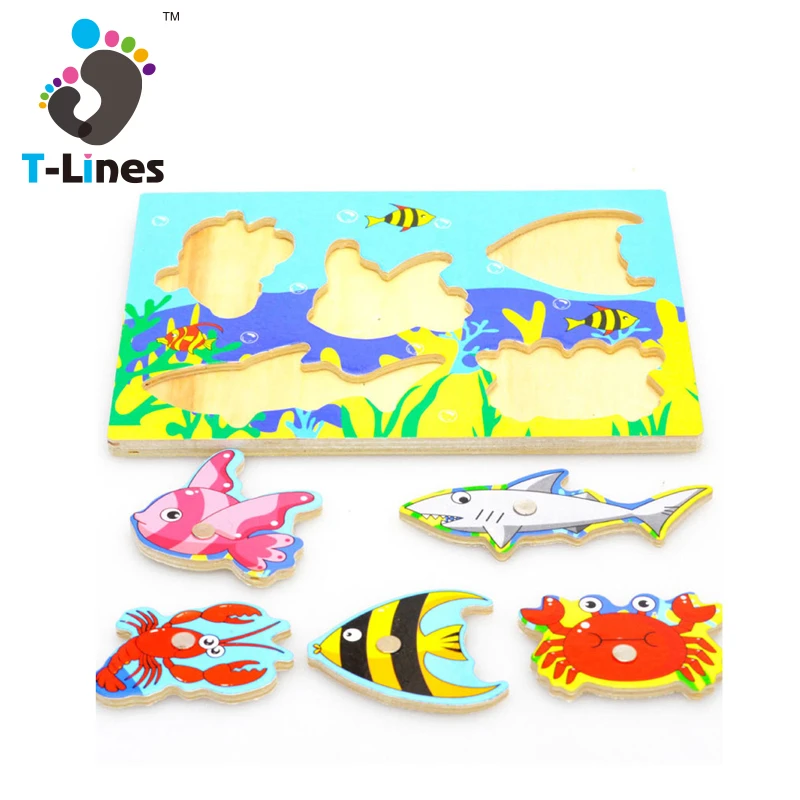 Популярная развивающая детская Магнитная игра-головоломка для рыбалки, забавная деревянная доска для рыбы, игрушки для детей