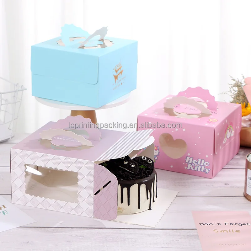Wholesale Small Cake Boxes 6 Inch Cake Mailer Paper Gift Box Bakery Takeaway Boxes With Handle