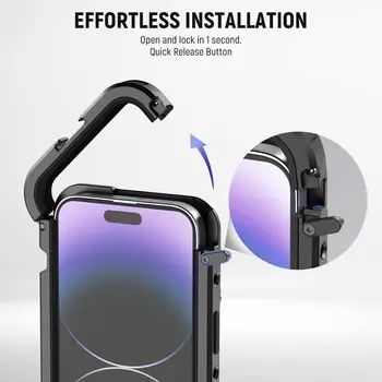 NEEWER Video Rig Cage for iPhone 14 Pro with Cold Shoes Tripod Mount Aluminum Smartphone Video Rig Mobile Phone Stabilizer detail image