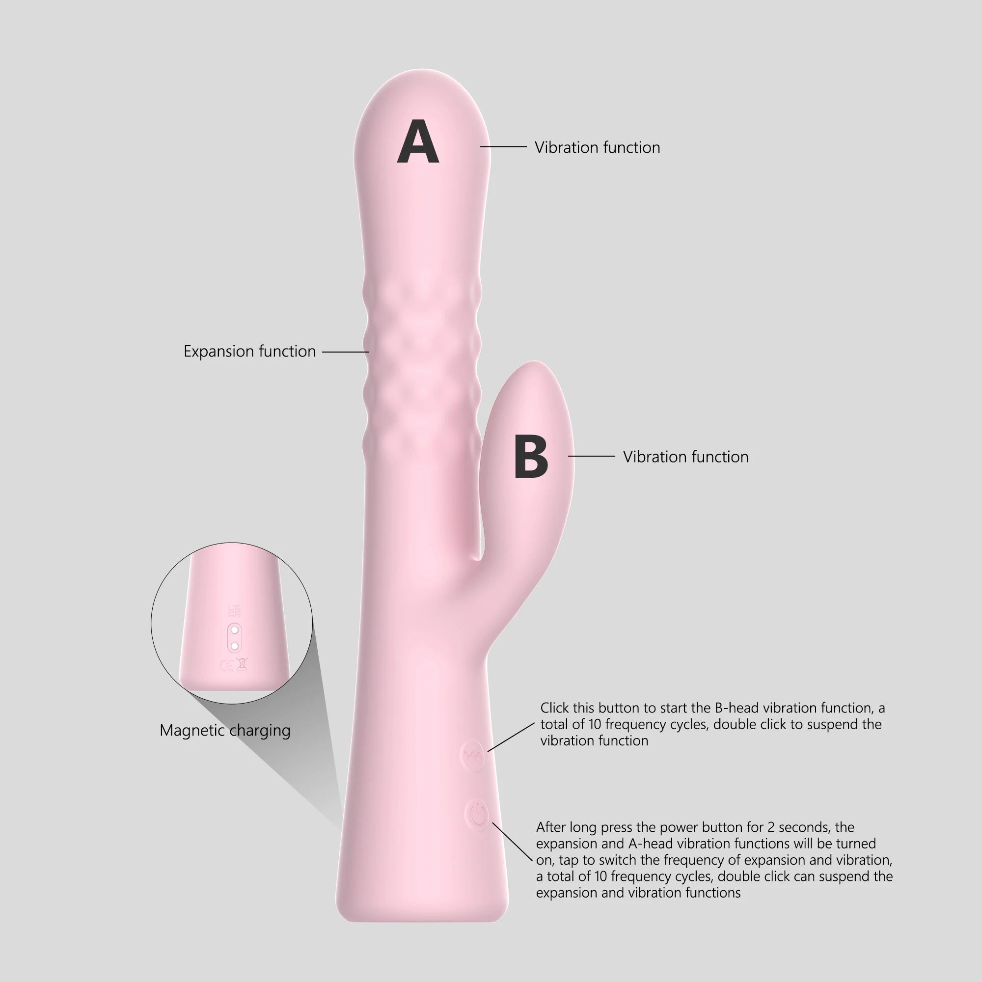 WINYI 2023 New Thrusting Rabbit Vibrator Sex Toy Wholesale G Spot Clitoal Stimulating Expandable Vibrator for Women