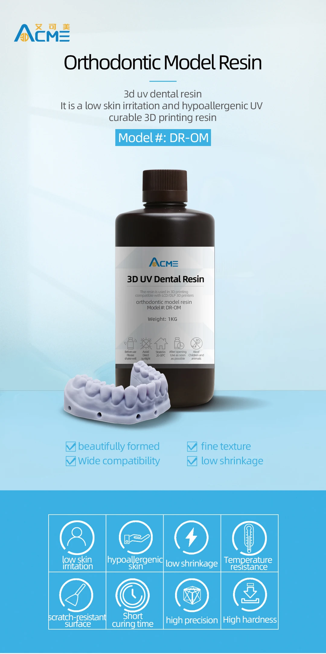 Acme Castable Resin Jewelry Dental Castable Resin High Wax 405nm Lcd