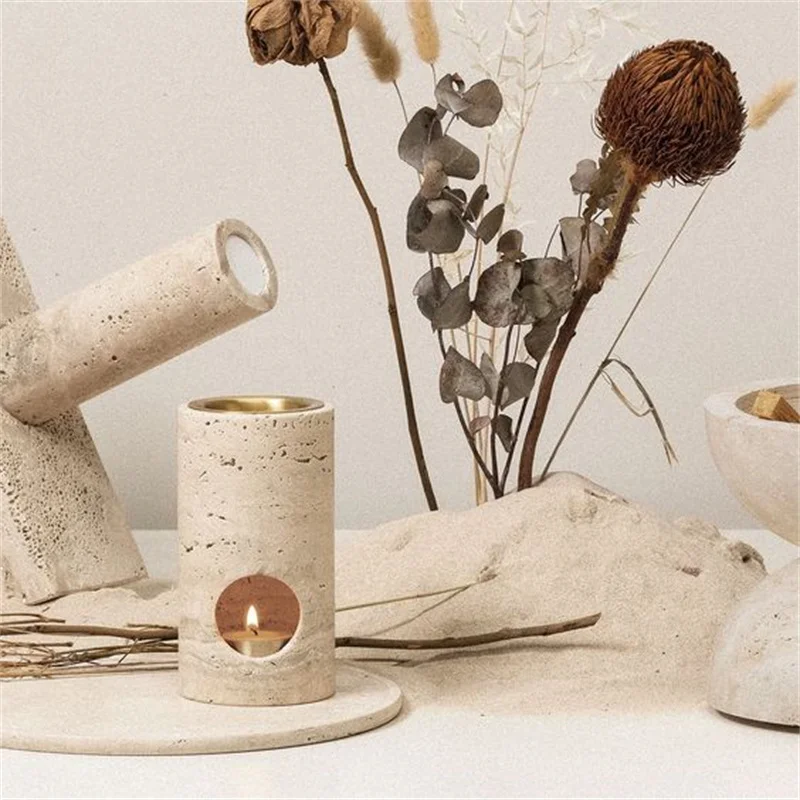 Stonekocc Wabi Sabi Travertine Aromatherapy Burner Jar