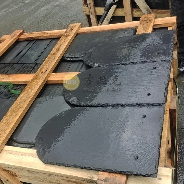 Natural stone black slate low calcium unfading roofing roof slate tile smooth surface tile