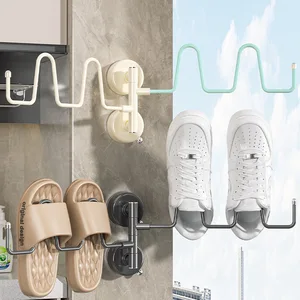 Factory Foldable Balcony Wall Clothes Drying Rack Punch-Free Storage Rack Suction Cup Shoe Drying Rack Direct Factory