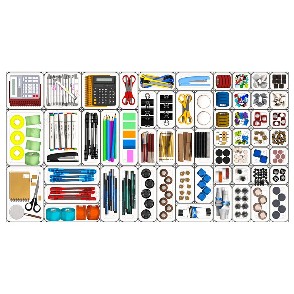 Cross Border Acrylic Grid Tray Adjustable Plug Home Daily Desktop Storage Makeup Organizers