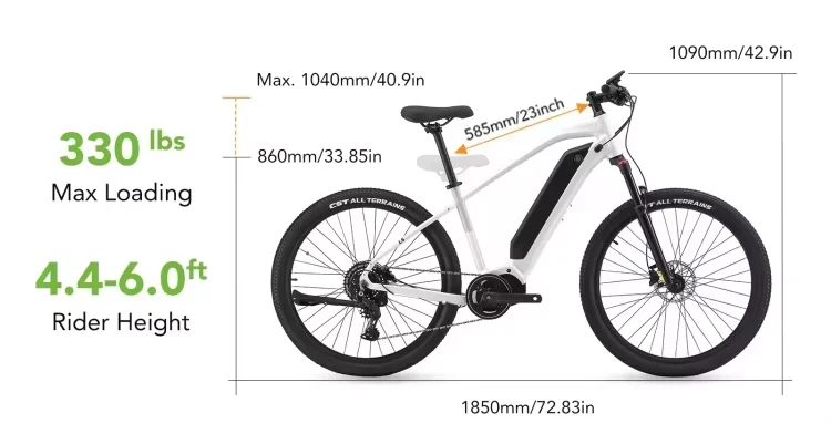 Lightweight 250W Mid-Drive Electric Mountain Bike with Lithium-Ion
