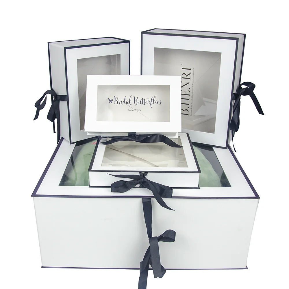 Custom FSC Luxury Folding Paper Gift Box with Clear Window Magnetic Closure for Clothing Scarf Jewelry Cosmetics OEM