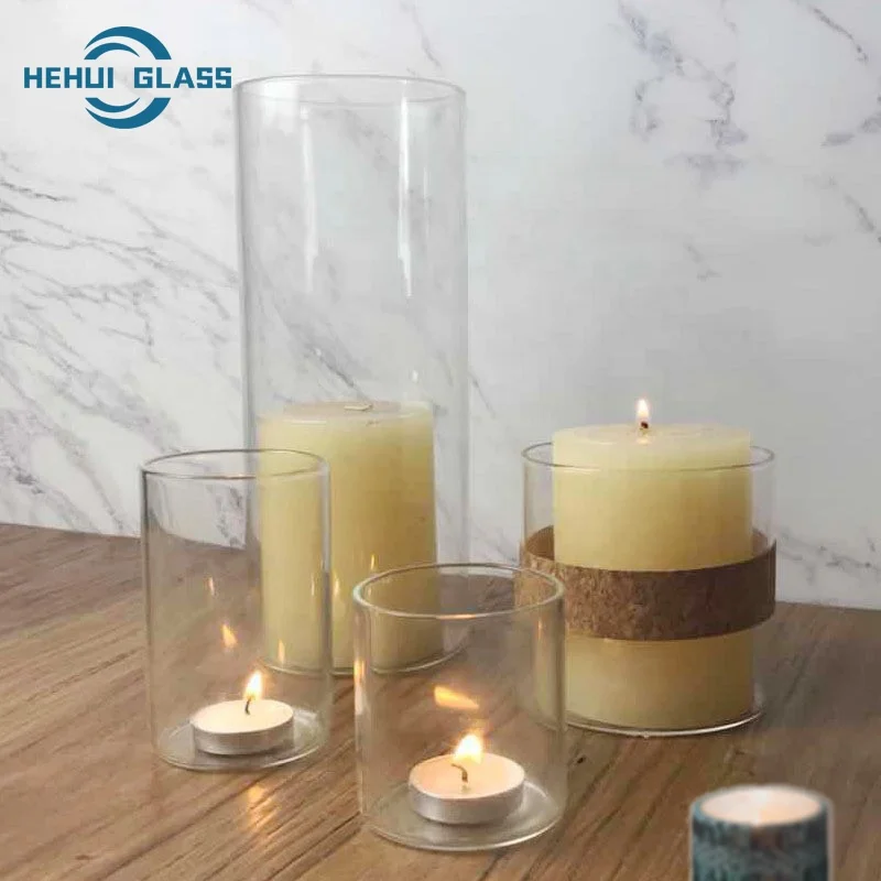Customized Sizes Open Ended Glass Hurricane Candle Holder Tube Chimney for Crystal Candlesticks