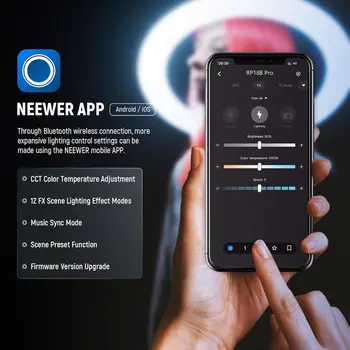 NEEWER Professional Ring Light with Stand and Phone Holder, 18 Inch Ultra Thin, 45W 2900K-7000K TLCI98, Remote Shutter & App detail image