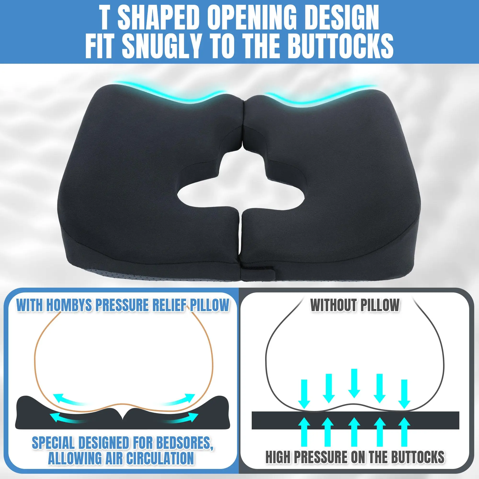 Wholesale Super Soft Coccyx Seat Cushion Ergonomic Memory Foam Lumbar Pillow & Buttocks Support Pillow for Sciatica/Pain Relief