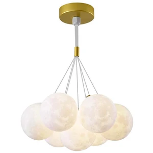 Modern Moon Lampshade Acrylic Pendant Light for Home Child Bedroom LED Decor Lighting Bubble Chandelier Ball Shape Pendant Light