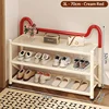 Zapatero plegable de 3 niveles, 70 cm, color crema y rojo, con doble soporte