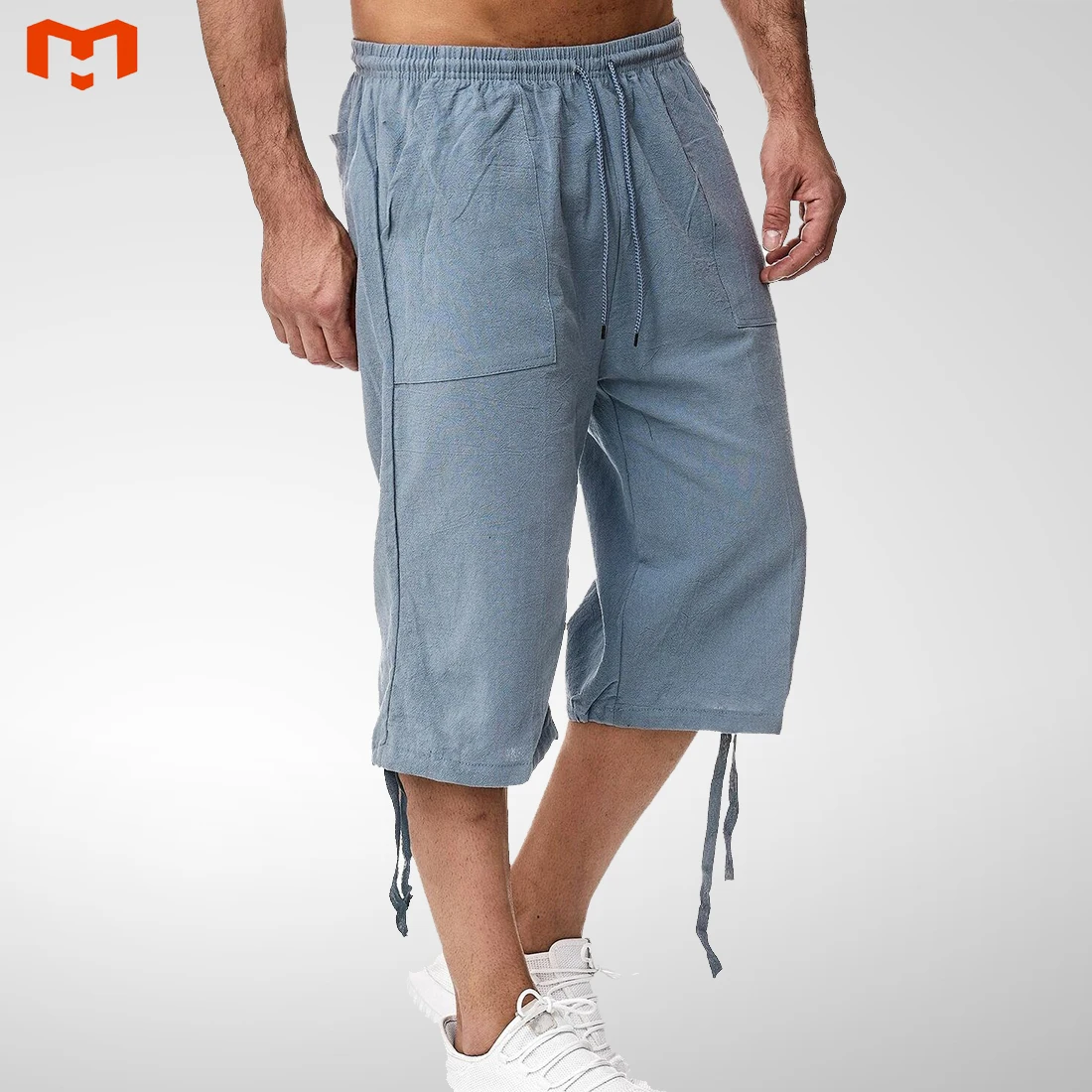 Men 3/4 Length Knee Cotton Large Size 5xl High Waist Plus Size 3XL Bermuda  Shorts Male Long Men's Summer Breeches Men Pants