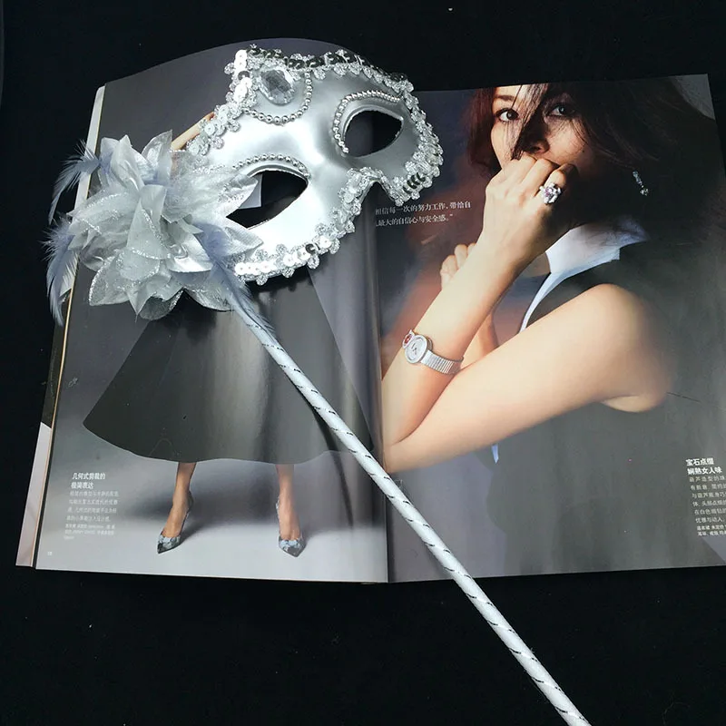 カーニバルマスカレード用ハンドルマスク｜ハロウィンパーティー用フル