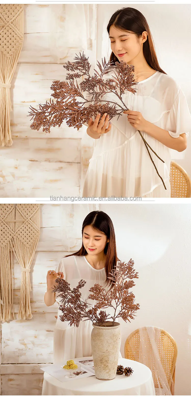 76cm Wholesale Artificial Flowers Artificial Plastic Plants Pine Leaves and Pinecones Home Decoration.jpg