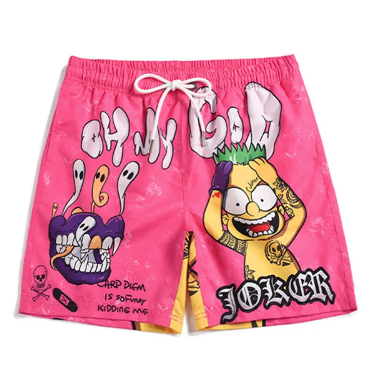 Summer Elastic Waistband Custom Design Pattern Printing Beach Shorts 100% Polyester Men's Swim Shorts Trunks220_voghion.com