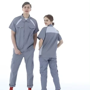 High Quality Short Sleeve Wear-proof Working Clothes Working Uniform with Zip Reflective Work Uniform