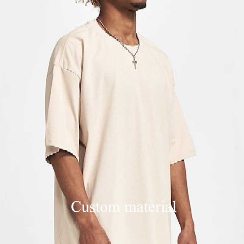 Wholesale 100% Cotton 180g Scoop Round Bottom Luxury Shirt Curved Hem  T-shirt Plain Dyed High Quality Oversized Tshirt Men