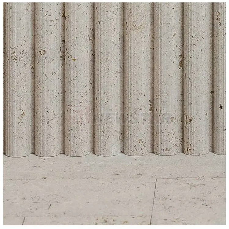 Long Slim Pieces Fluting Travertine Decor Bamboo Marble Backsplash