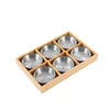 Silver  -- 6 pcs round set with wooden tray