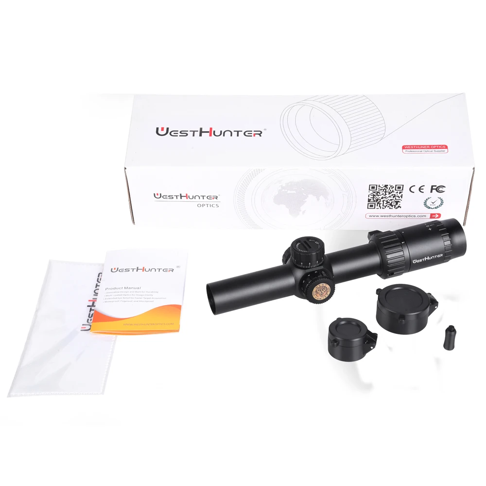 WESTHUNTER HD 1-6X24 IR Hunting Riflescope Tactical Red Green Illuminated Compact Scope Outdoor Long Range Shooting Optic Sights