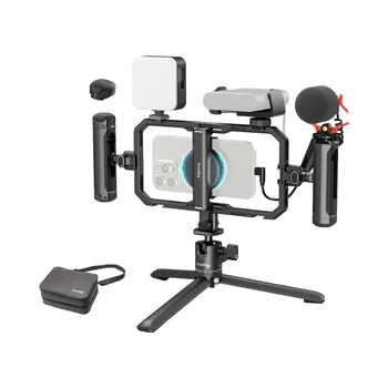For SmallRig Pro Phone Rig Kit All-in-One Universal Quick Release LED Light QR Tripod Dual Handles Power Bank