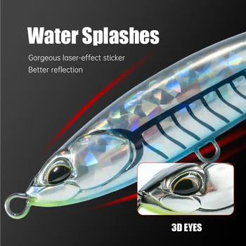 Printed ABS Plastic Artificial Topwater Pencil Lure for Tuna and Snapper Ocean Boat Fishing with Hooks – Popper – view 5