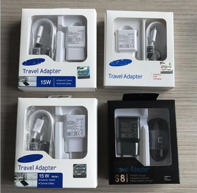 Оригинальный 5 В/2 а штепсельная Вилка для зарядки стандарта Великобритании США ЕС + 1 2 м кабель типа C Адаптивное быстрое зарядное устройство Galaxy S8 S9 Note7