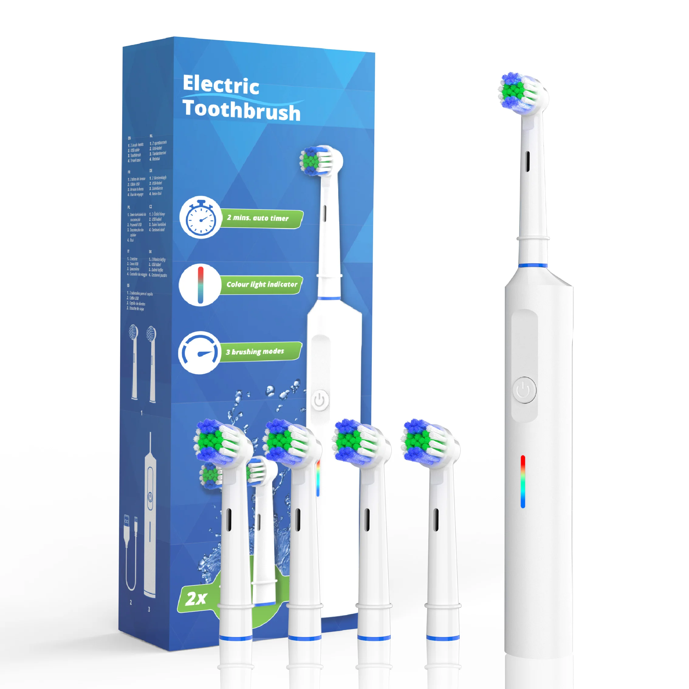 OEM IPX7 wholesale Adult Rechargeable Customized Smart 45 Rotating Electric Toothbrush With travel case for oral b