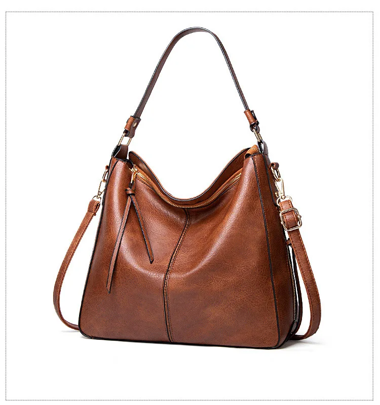 Sac à Main Bandoulière VINBAGGE En Simili Cuir - Taille M, Couleur Brun, Style Vintage Hobo - Neuf Avec étiquette