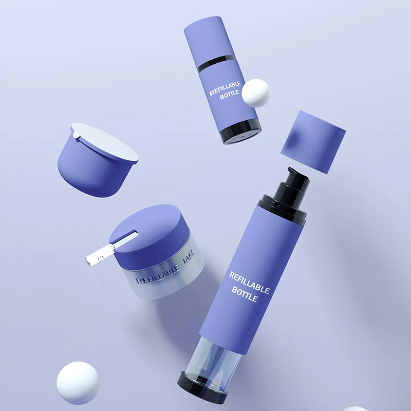 Refillable Skincare Packaging Set Airless Lotion Pump Bottle With