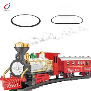 Chengji Classic Plastic Battery Operated Train Set Educational Diy Assembly Railway Light Music Smoking Train for Children Toys