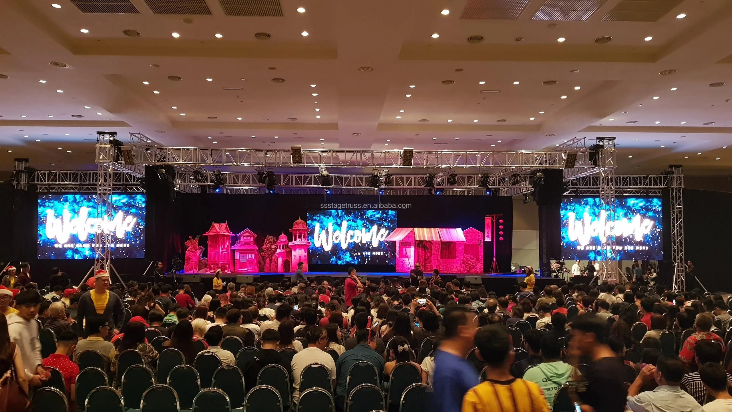 product hotel banquet truss display lifting system spigot truss bolt truss for event lighting display stage decoration-4