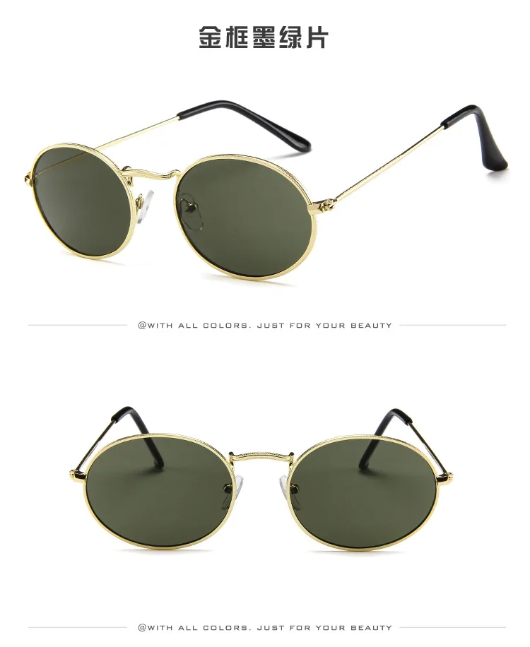 Versión Coreana de gafas de sol ovaladas tendencia 2024 gafas de sol Retro gafas de sol de Metal para hombres y mujeres al por mayor