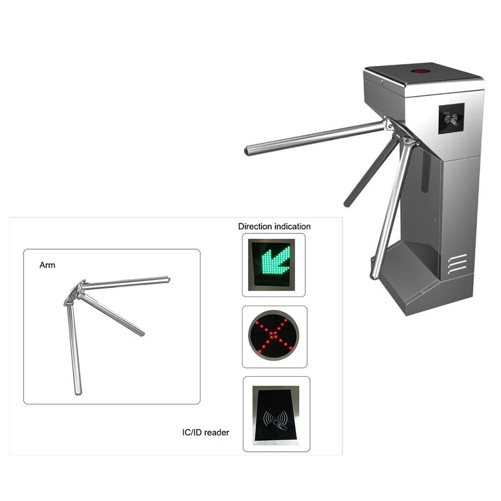 Factory Direct Price Coin Acceptor Access Control Tripod Gate 304 Stainless Steel Half Height Vertical Tripod Turnstile