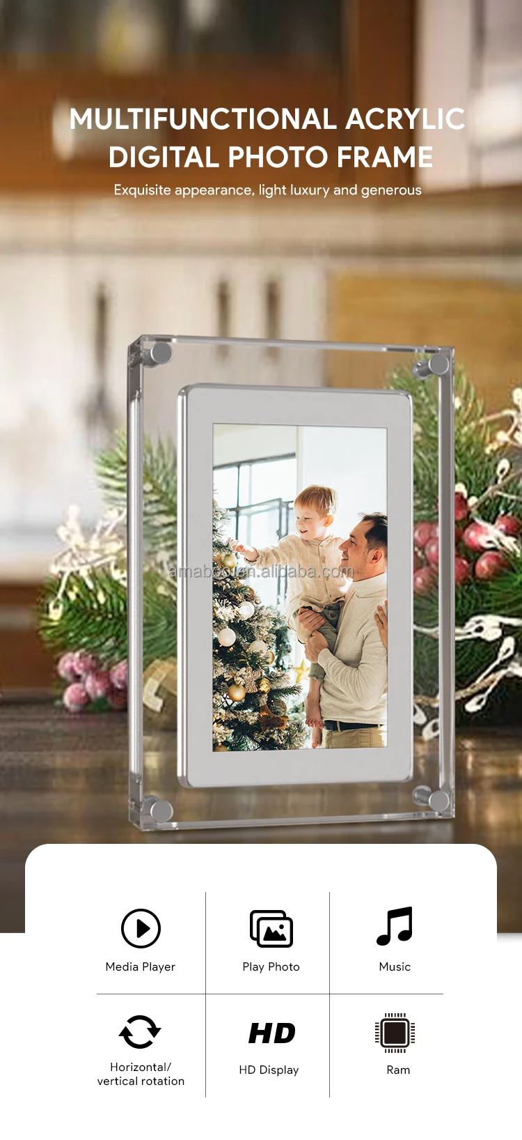 Fullscreen Lcd Digital Photo Picture Frame With Dynamic Sound And Wifi