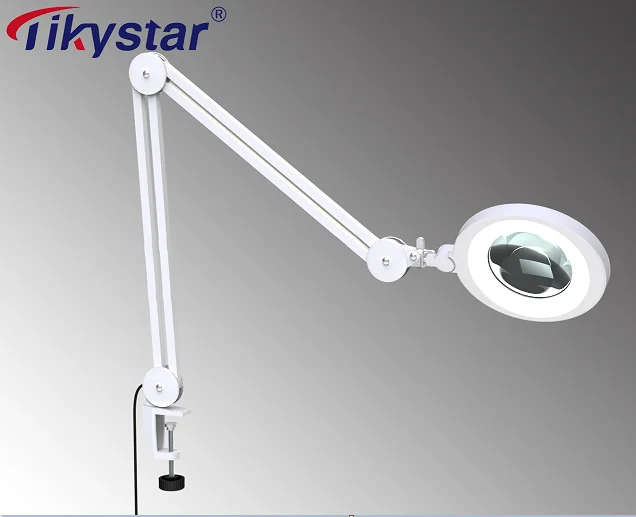 5D dimming led clamp magnifying glass desk lamp for reading sewing craft table top task