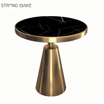 Elegant nordic modern mirror bronze antique brass gold bed side coffee table