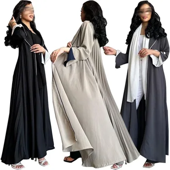 2024 new abaya cardigan long skirt women's dress autumn and winter European and American Dubai elegant robe for Muslims