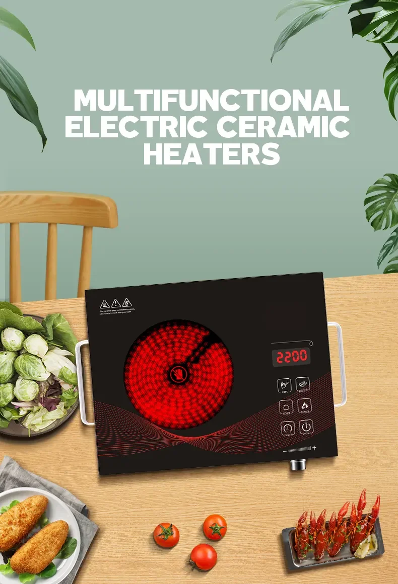 Multifunctional 1-Burner Infrared Cooker Adjustable Power Desktop Electric Ceramic Stove Tabletop Cooktop for Household Use