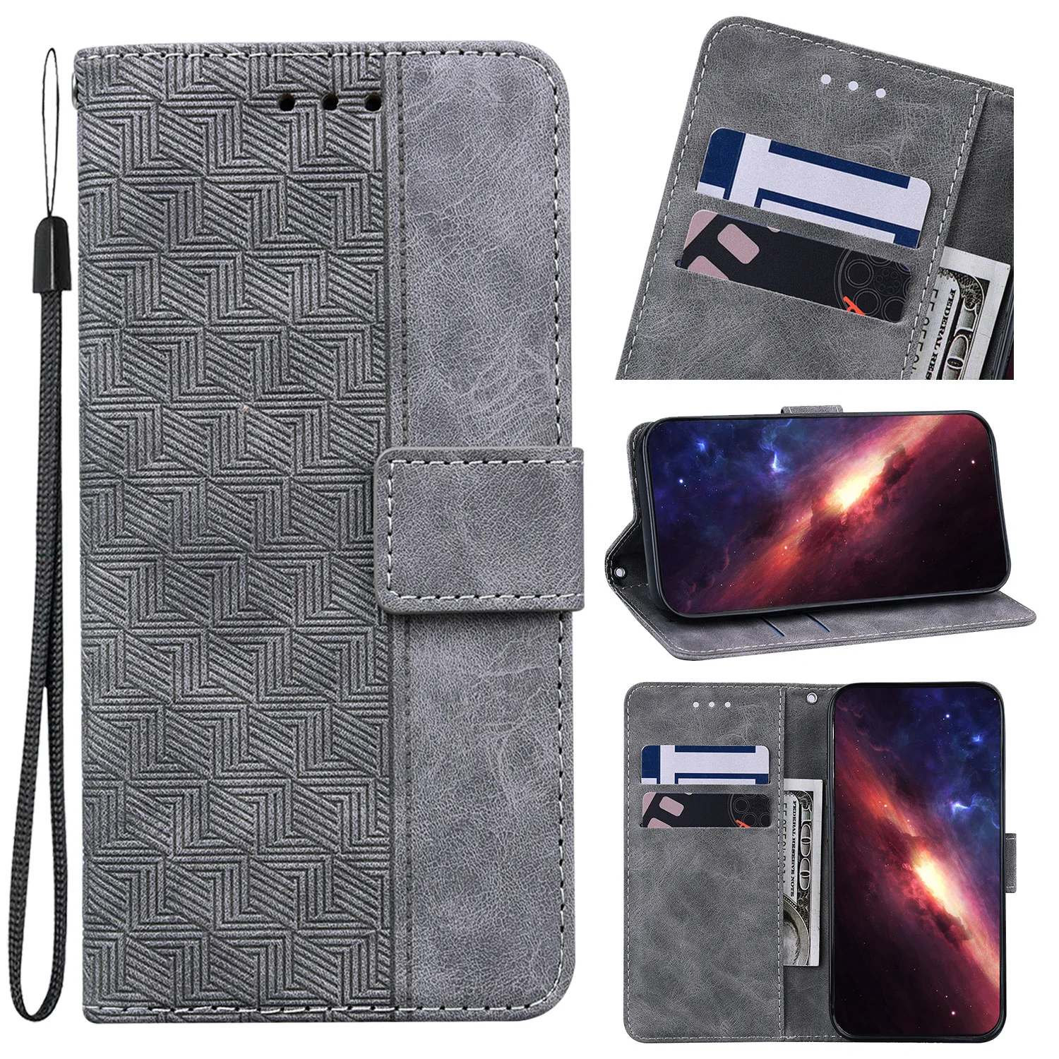 Geometric Embossed  Card Slot Simple and Elegant Business Style For Motorola Razr 50 40 G85 84 54 Ultra