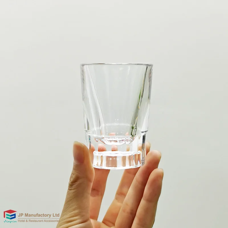 Thick Plastic Shot Glass Heavy Base Shooter Glass 2oz 50ml PC Tritan SAN Acrylic MS Vodka Glass