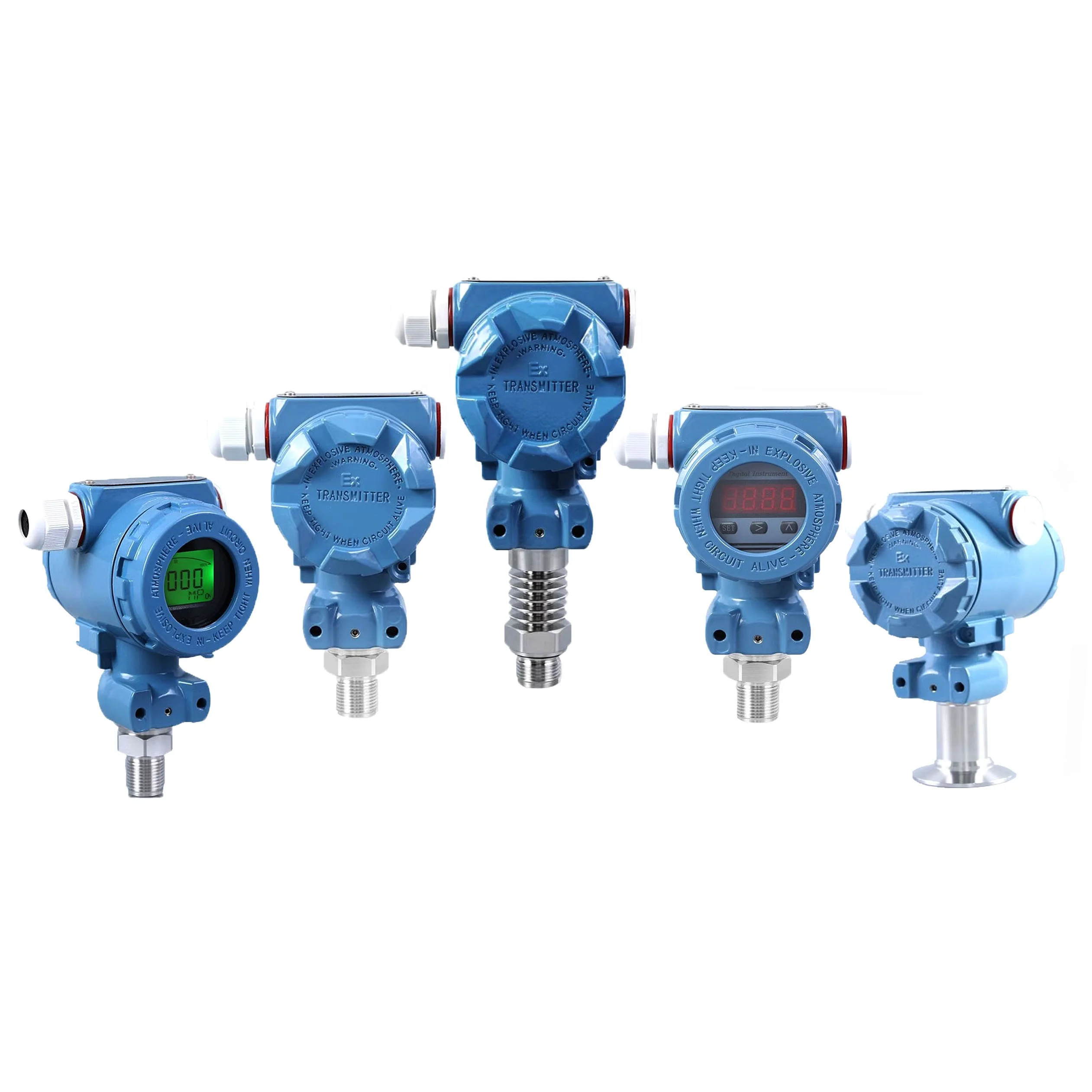 4-20ma Analog Output Absolute  Pressure Indicating Transmitter , LCD / LED Digital Oil Air Water Pressure Sensor with 24vdc