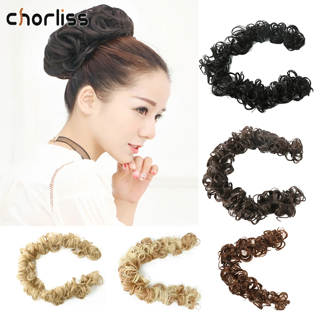 Synthetic Wavy Hair Bun Flexible Messy Curly Scrunchie Wrap Ponytail Extensions 