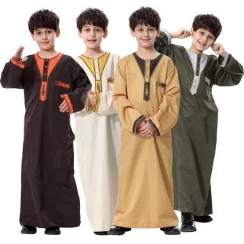 New Dubai Little Prince Embroidered Robe Arab Children and Youth Famous Ethnic Clothing Hui Boys Embroidered Robe